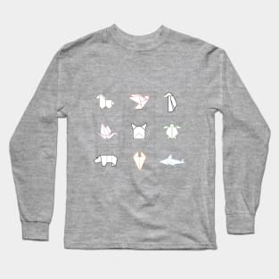 Minimalist Origami Animals Long Sleeve T-Shirt